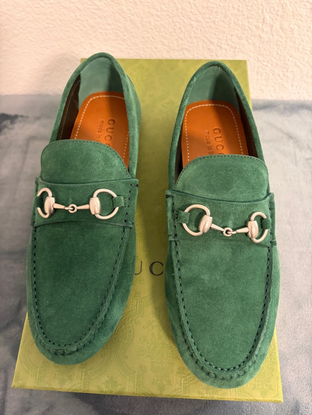 Brand New Men’s Gucci Driver Horsebit Suede Vintage Green Sz 6 (US 6.5) - Picture 6 of 8